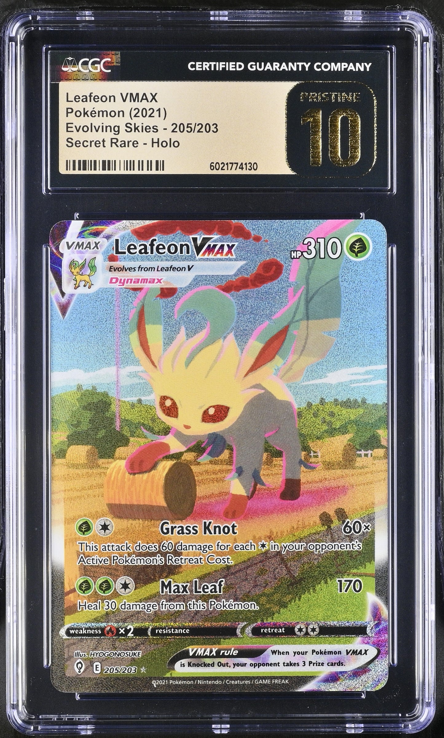 CGC Pristine 10 Leafeon VMAX 2021 Evolving Skies 205/203 Alternate Art Pokemon Card