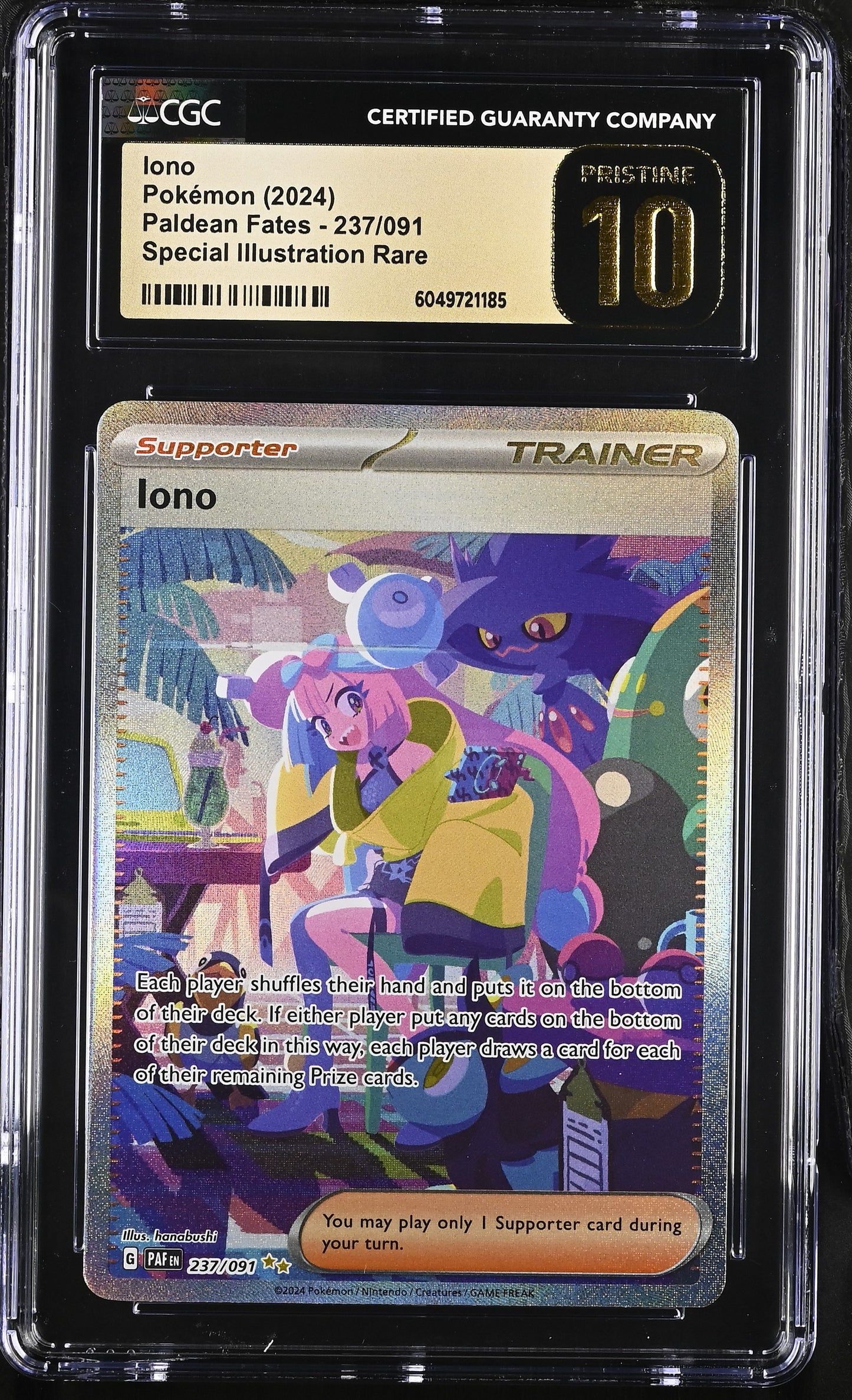 CGC Pristine 10 Iono 2024 Paldean Fates 237/091 SIR Pokemon Card