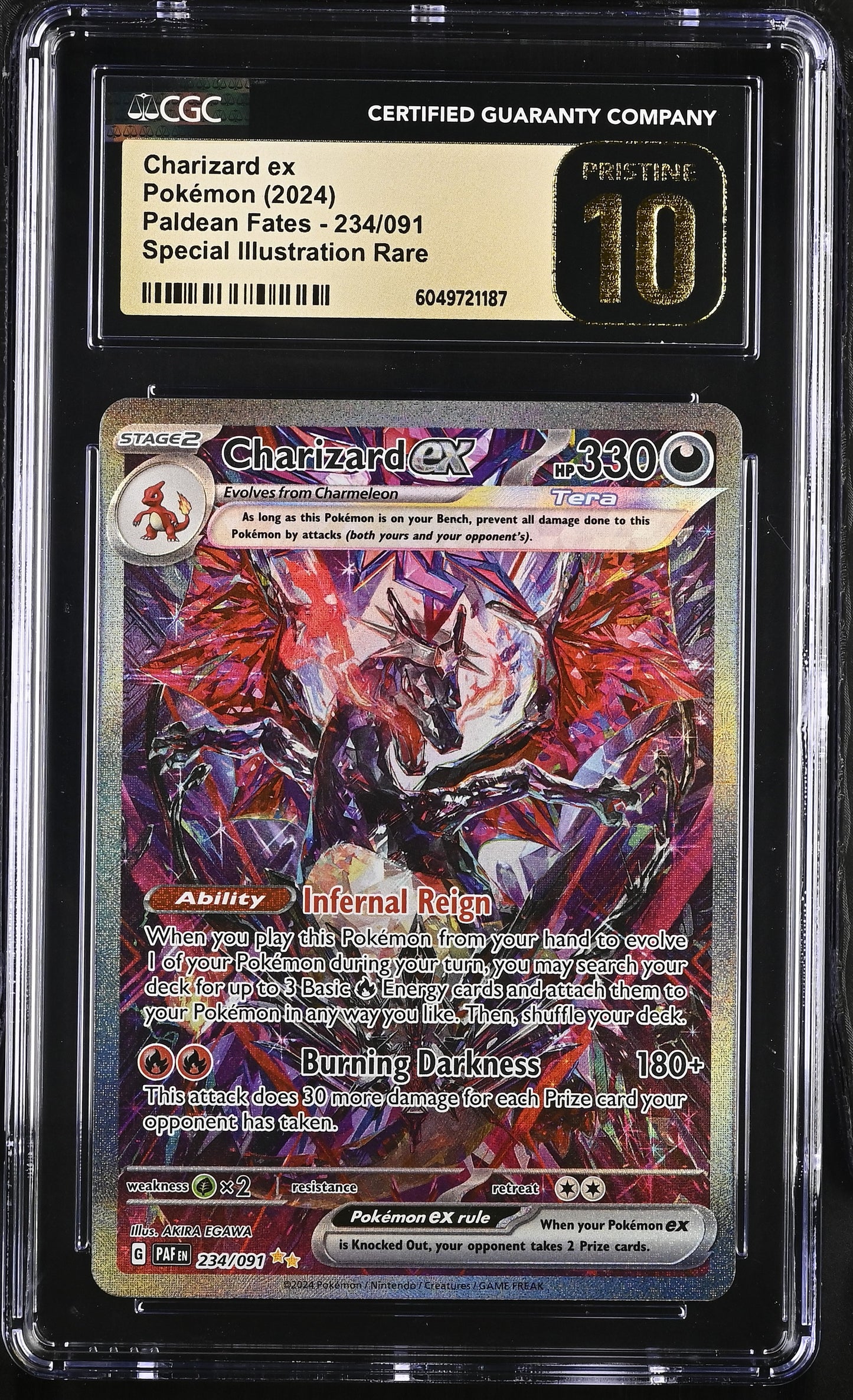 CGC Pristine 10 Charizard ex 2024 Paldean Fates 234/091 SIR Pokemon Card