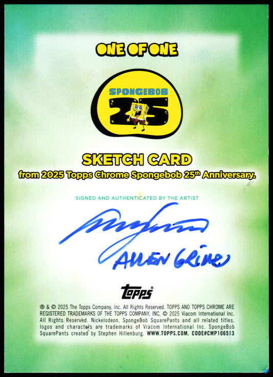 Spongebob Topps Chrome Sketch 1/1 (SpongeBob Happy)