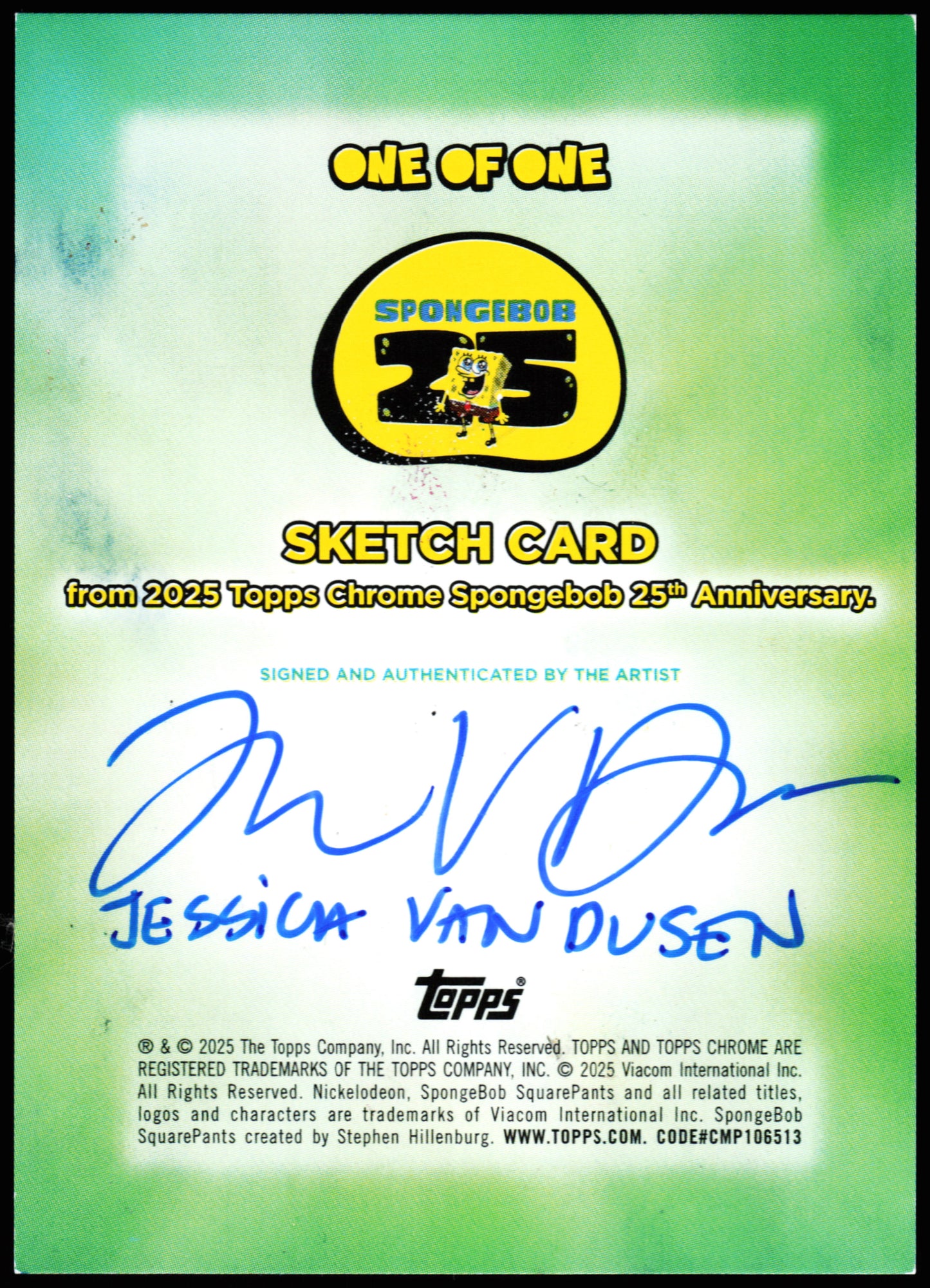 Spongebob Topps Chrome Sketch 1/1 (Bruh)