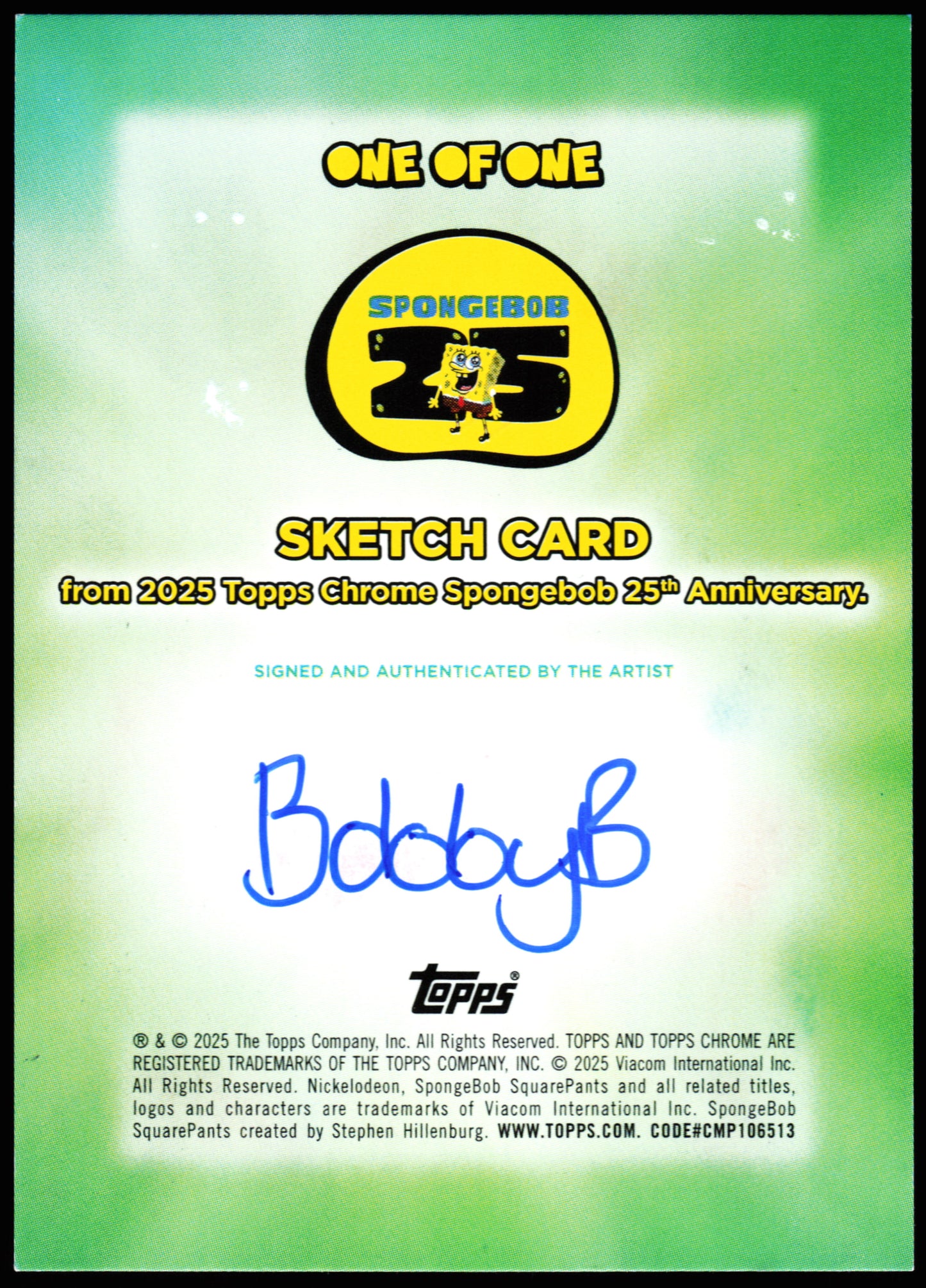 Spongebob Topps Chrome Sketch 1/1 (Patrick Drooling)