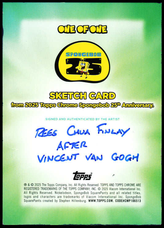 Spongebob Topps Chrome Sketch 1/1 (Gary Van Gogh)