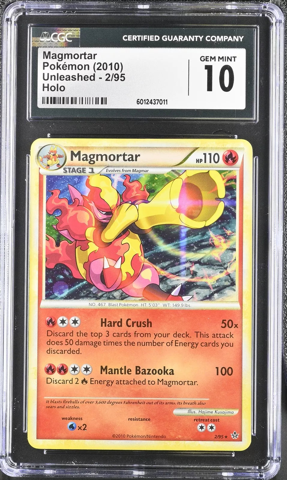 CGC 10 Magmortar 2010 Unleashed 2/95 Holo Pokemon Card