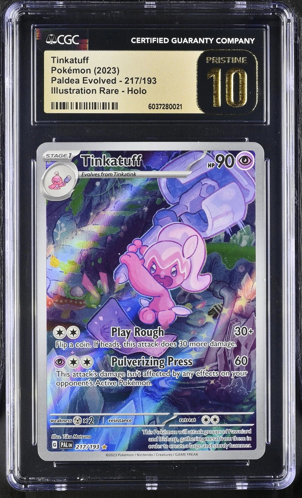 CGC Pristine 10 Tinkatuff Paldea Evolved 217/193 Illustration Rare Pokemon Card