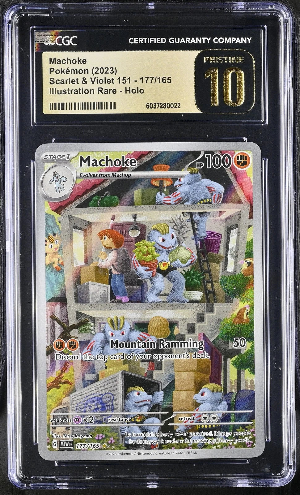 CGC Pristine 10 Machoke S&V MEW 151 177/165 Illustration Rare Pokemon Card