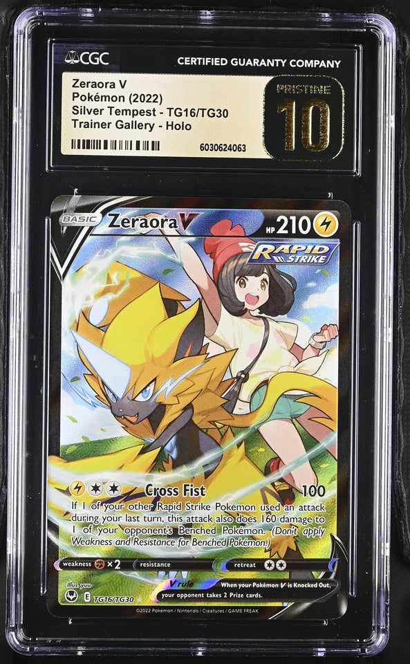 CGC Pristine 10 Zeraora V 2022 Silver Tempest TG16/TG30 Pokemon Card