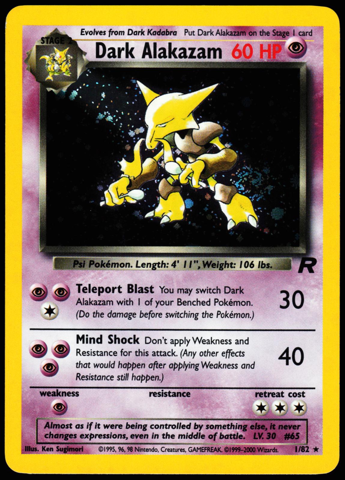 Dark Alakazam 1/82 Holo Rare Team Rocket Pokemon Lightly Played