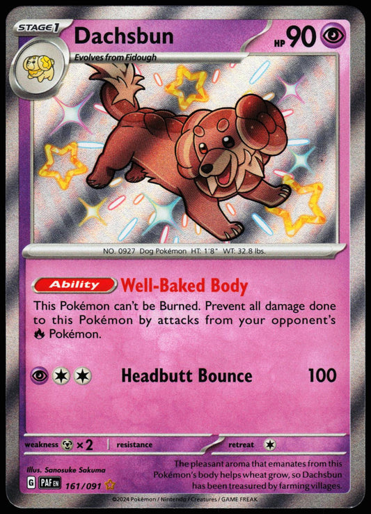 Dachsbun 161/091 Shiny Rare Paldean Fates Pokemon Holo Near Mint