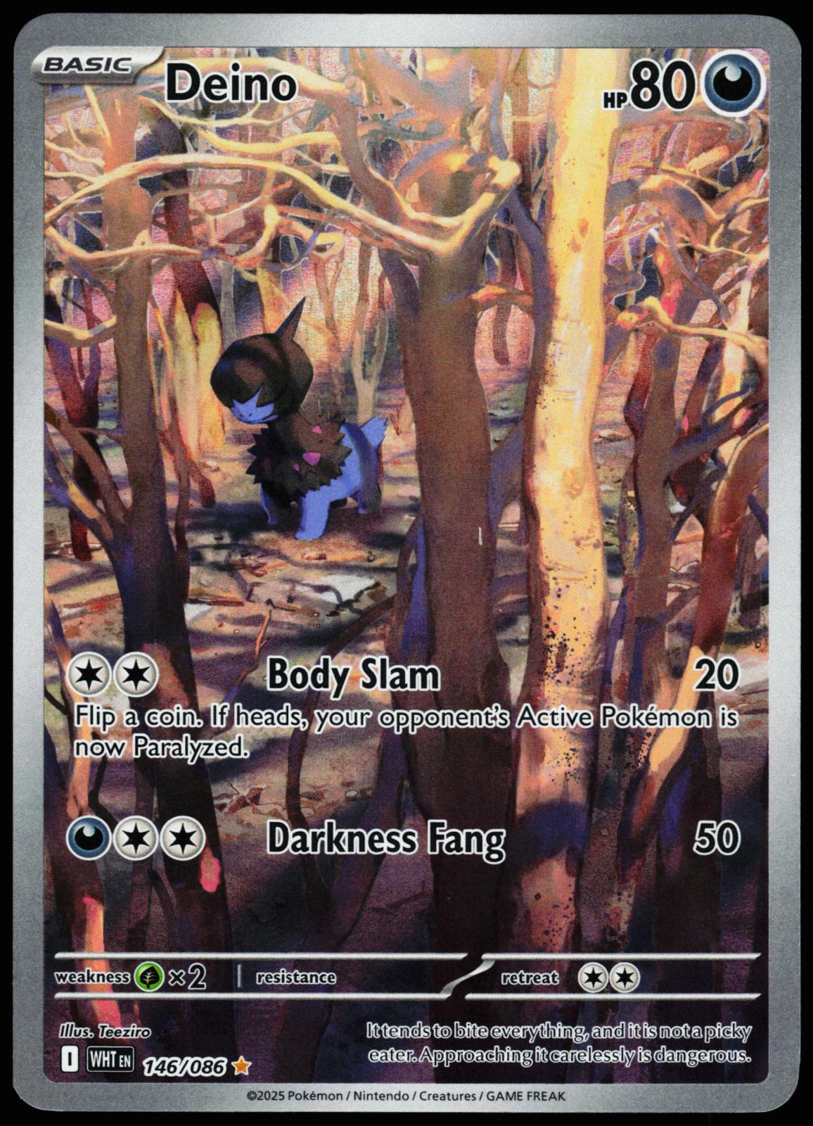 Deino 146/086 Holo Illustration Rare White Flare Pokemon Near Mint