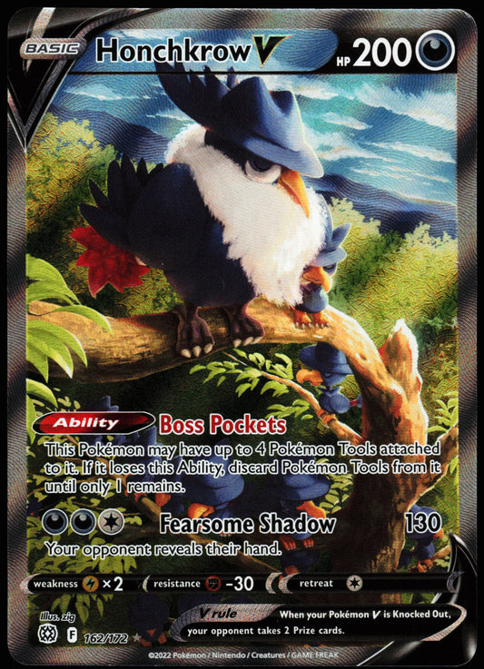 Pokemon Card - Honchkrow V (Alternate Art Full Art) Brilliant Stars 162/172 Ultra Rare