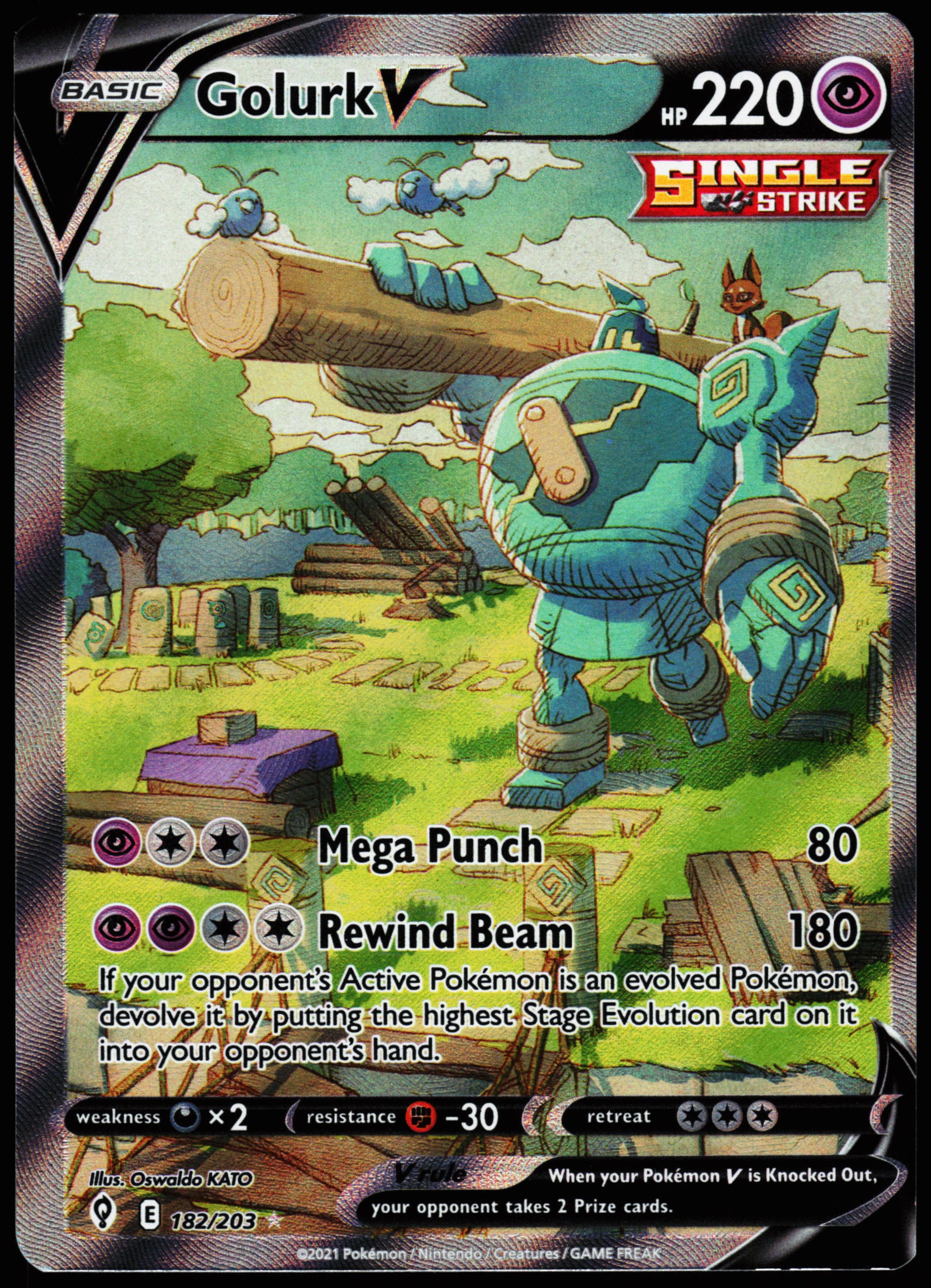 Pokemon Card - Golurk V (Alternate Art Full Art) Evolving Skies 182/203 Ultra Rare