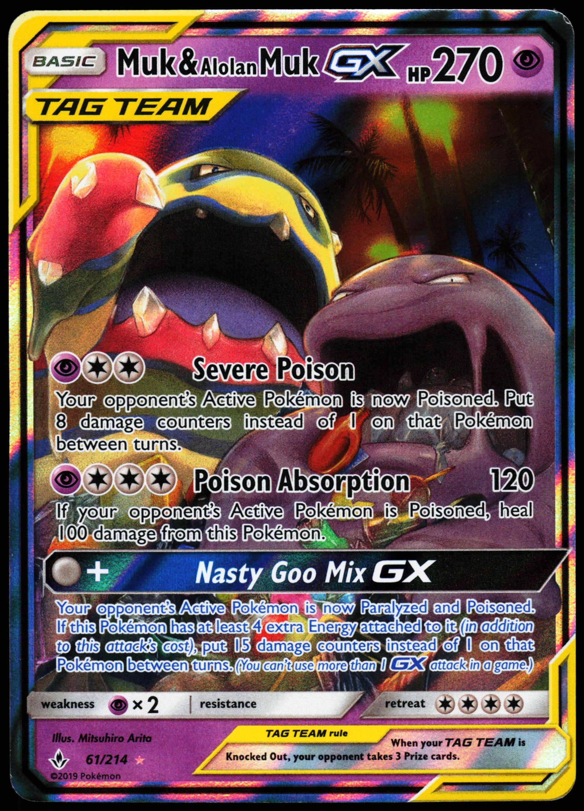 Pokemon Card - Muk & Alolan Muk GX Unbroken Bonds 61/214 Ultra Rare