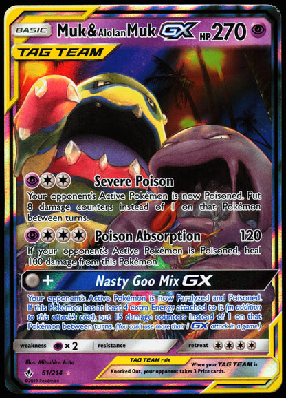 Pokemon Card - Muk & Alolan Muk GX Unbroken Bonds 61/214 Ultra Rare