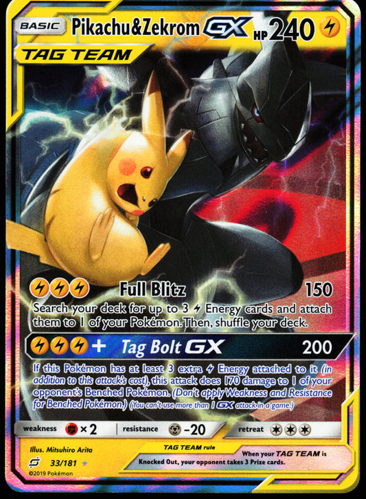 Pokemon Card - Pikachu & Zekrom GX Team Up 33/181 Ultra Rare 3