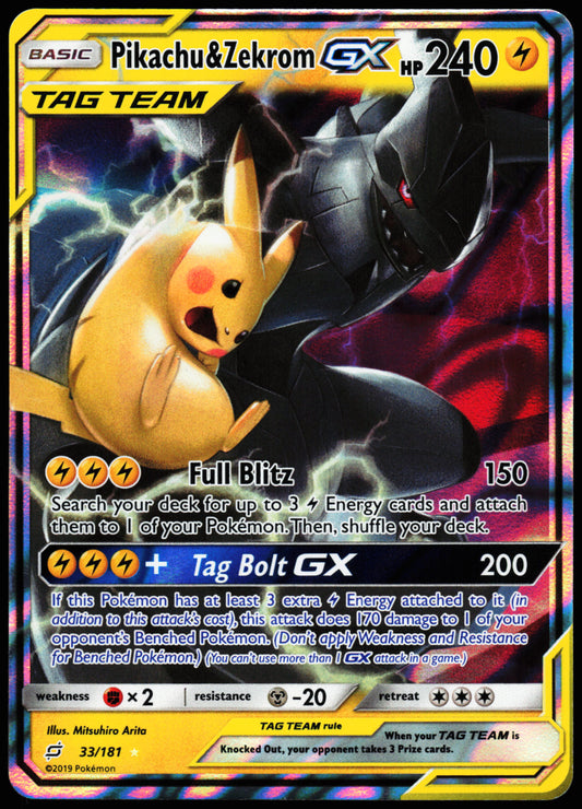 Pokemon Card - Pikachu & Zekrom GX Team Up 33/181 Ultra Rare 2