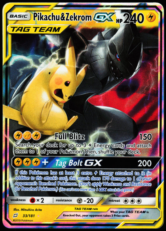 Pokemon Card - Pikachu & Zekrom GX Team Up 33/181 Ultra Rare 1