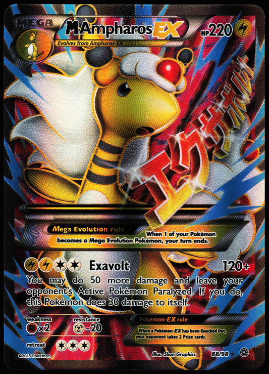 Pokemon Card - M Ampharos EX (88 Full Art) XY Ancient Origins 88/98 Ultra Rare