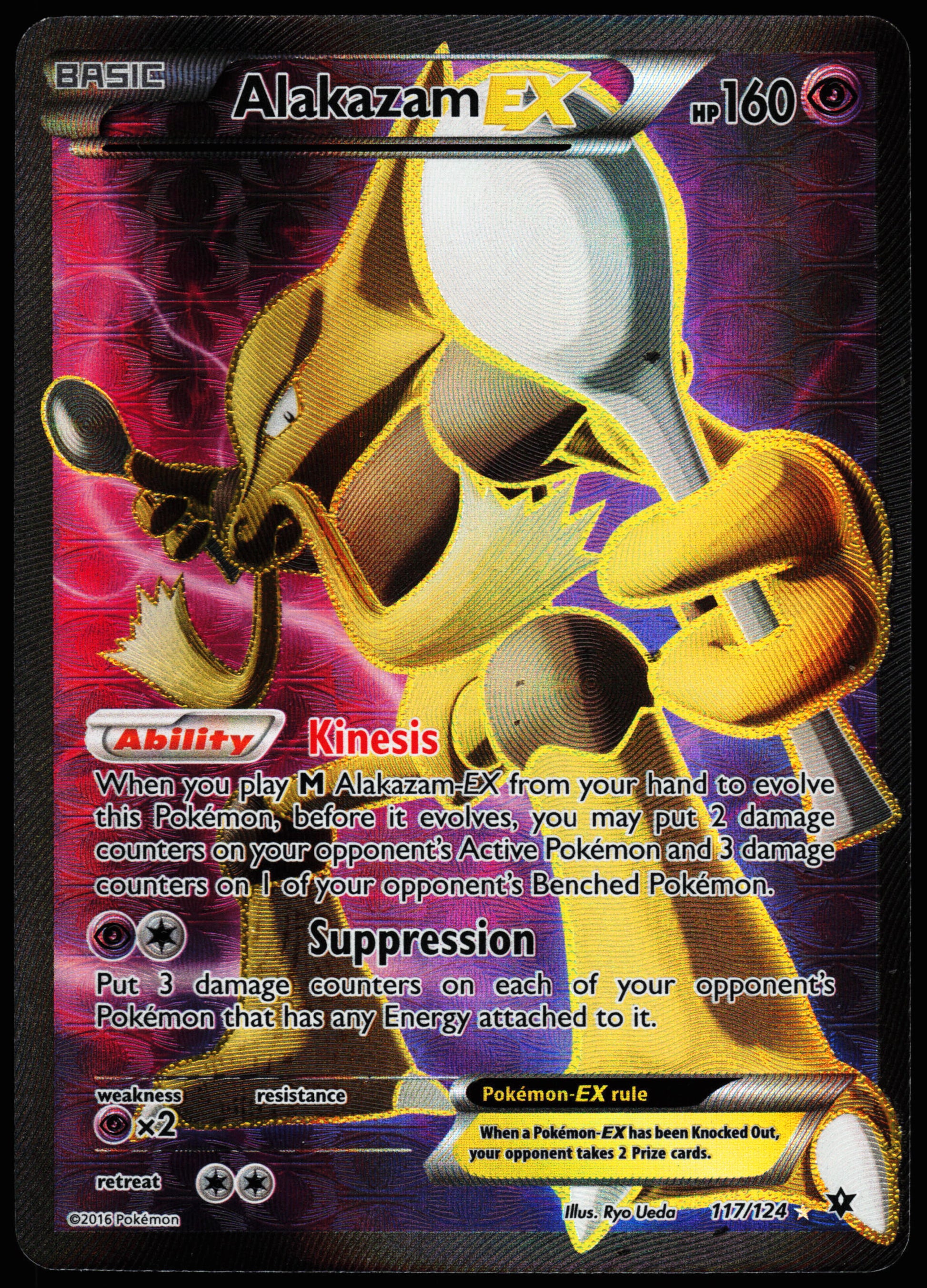Pokemon Card - Alakazam EX (Full Art) XY Fates Collide 117/124 Ultra Rare