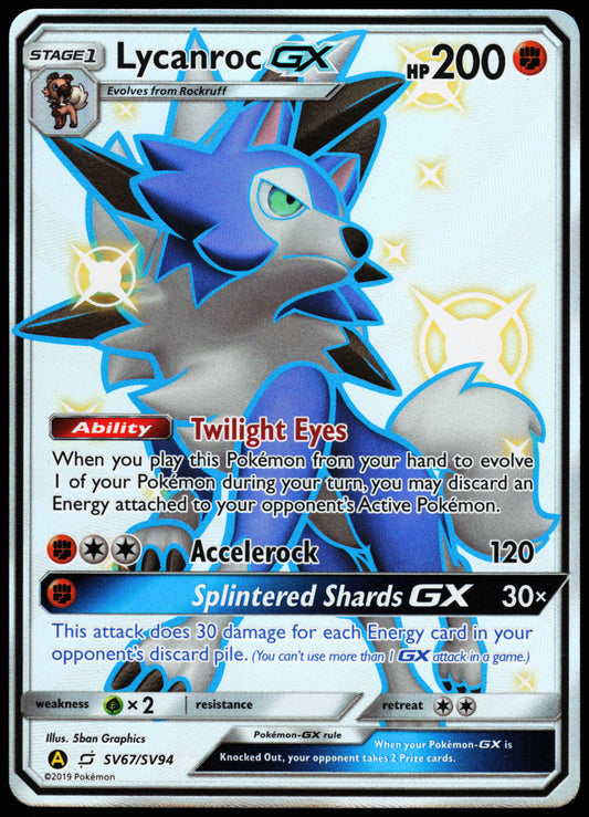 Pokemon Card - Lycanroc GX Hidden Fates SV67/SV94 Shiny Full Art