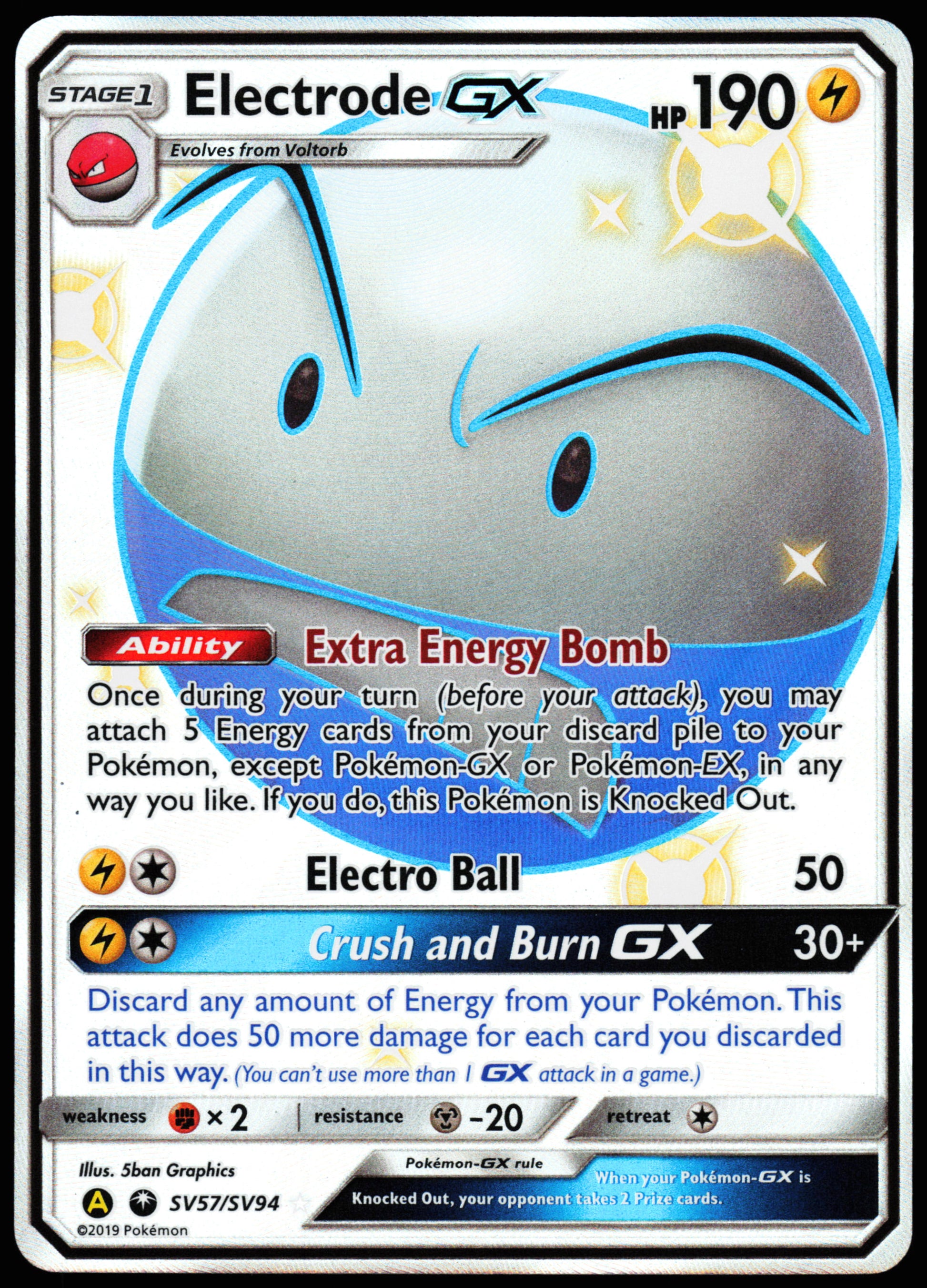 Pokemon Card - Electrode GX Hidden Fates SV57/SV94 Shiny Full Art