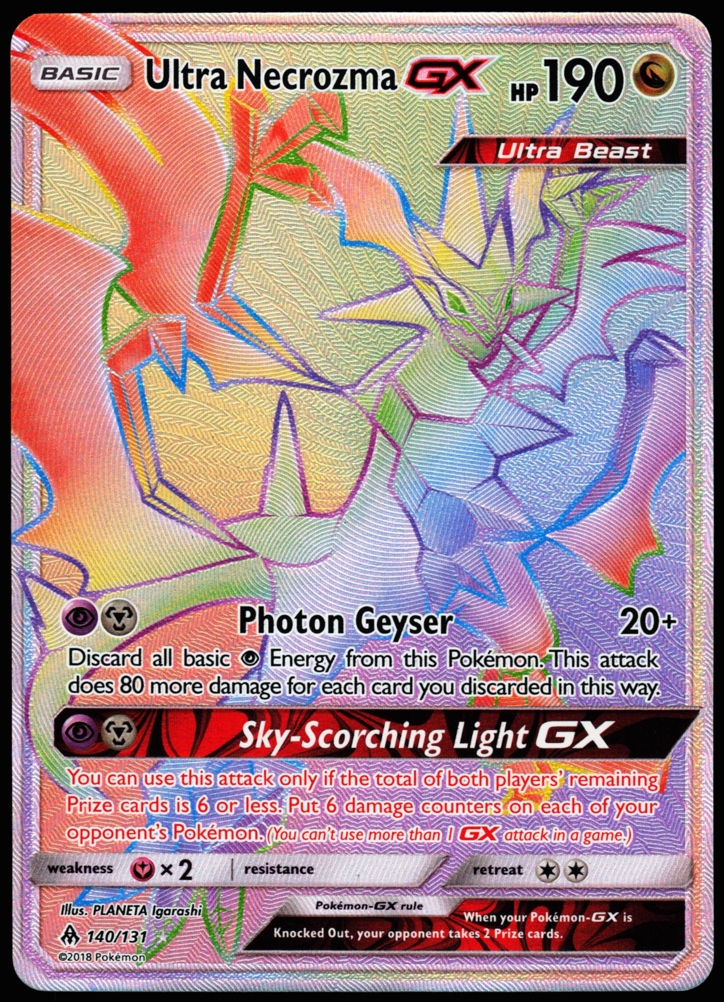 Pokemon Card - Ultra Necrozma GX (Secret) Forbidden Light 140/131 Secret Rare