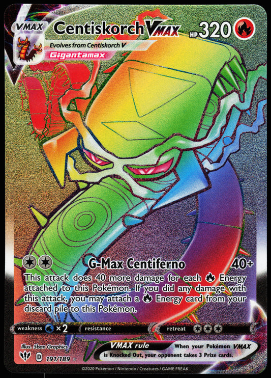 Pokemon Card - Centiskorch VMAX (Secret) Darkness Ablaze 191/189 Secret Rare