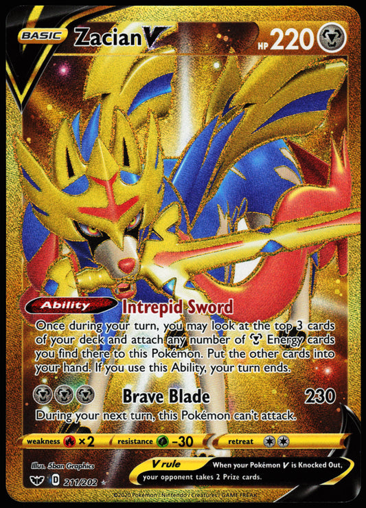 Pokemon Card - Zacian V (Secret) Sword & Shield Base Set 211/202 Secret Rare