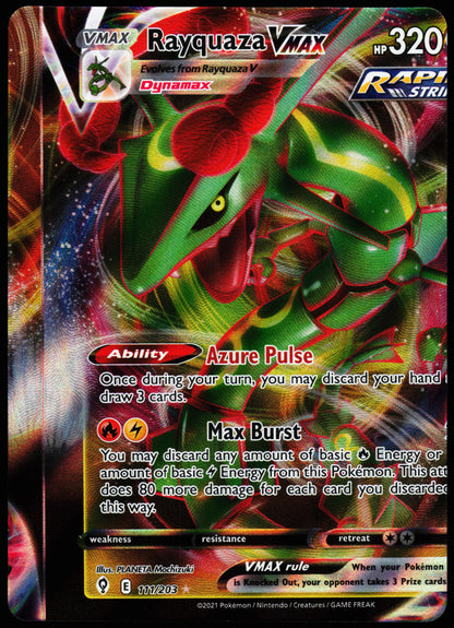 Pokemon Card - Error Major Miscut Rayquaza VMAX Evolving Skies 111/203 Ultra Rare