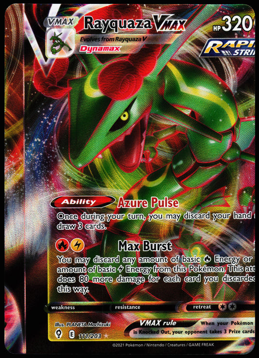 Pokemon Card - Error Major Miscut Rayquaza VMAX Evolving Skies 111/203 Ultra Rare