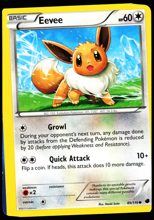 Pokemon Card - Error Twisted Miscut Eevee Plasma Freeze 89/116 Common