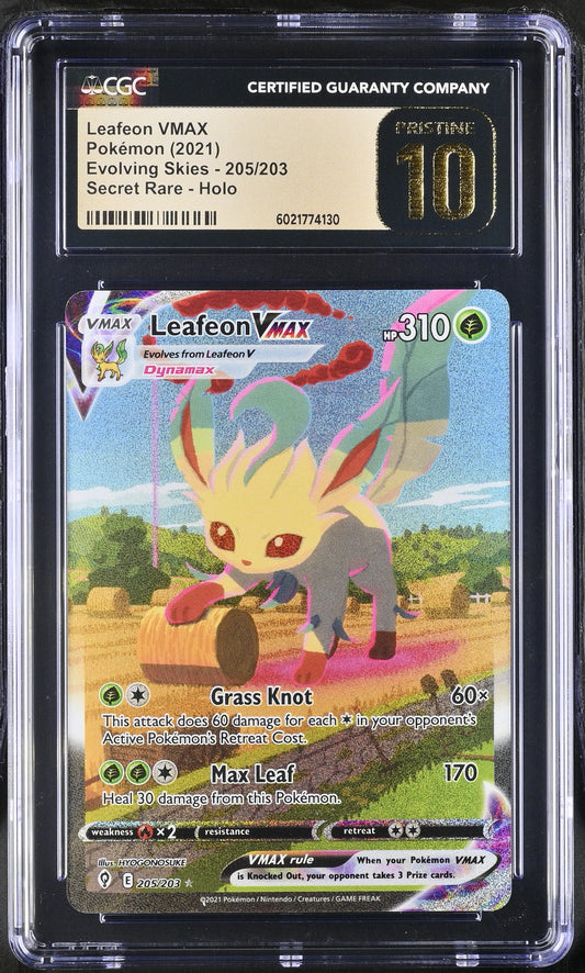 CGC Pristine 10 Leafeon VMAX 2021 Evolving Skies 205/203 Alternate Art Pokemon Card