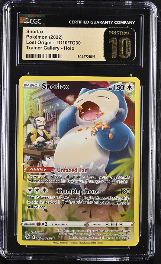 CGC Pristine 10 Snorlax 2022 Lost Origin TG10/TG30 Trainer Gallery Pokemon Card