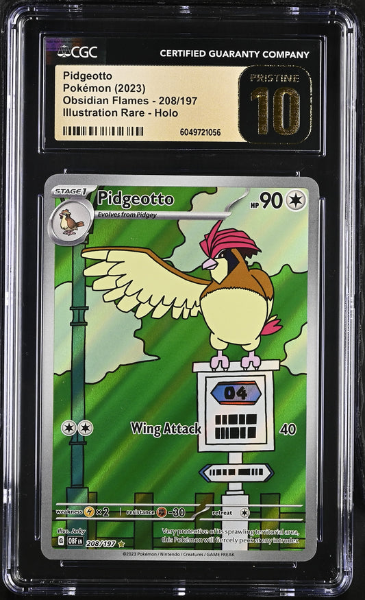 CGC Pristine 10 Pidgeotto Obsidian Flames 208/197 Illustration Rare Pokemon Card