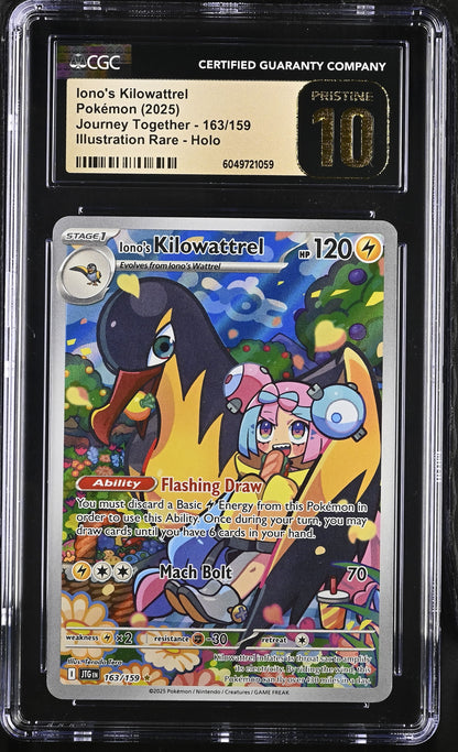 CGC Pristine 10 Iono's Kilowattrel Journey Together 163/159 IR Pokemon Card