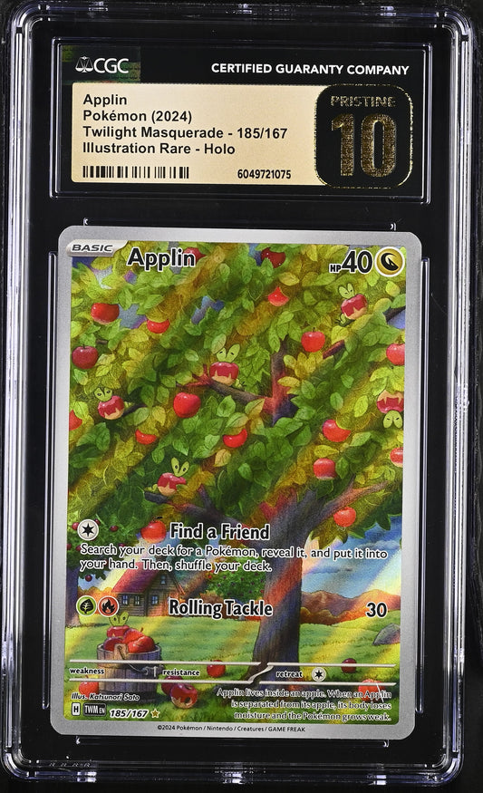 CGC Pristine 10 Applin Twilight Masquerade 185/167 IR Pokemon Card