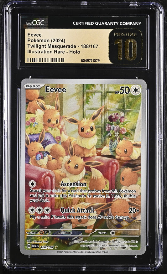 CGC Pristine 10 Eevee Twilight Masquerade 188/167 Illustration Rare Pokemon Card