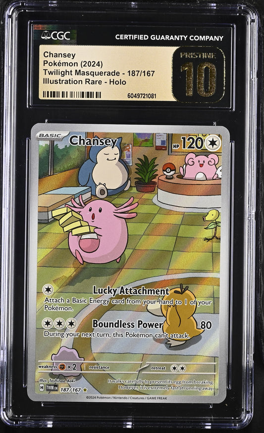 CGC Pristine 10 Chansey Twilight Masquerade 187/167 IR Pokemon Card