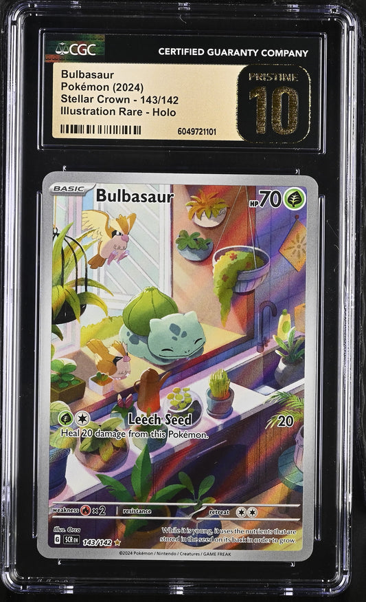 CGC Pristine 10 Bulbasaur Stellar Crown 143/142 Illustration Rare Pokemon Card
