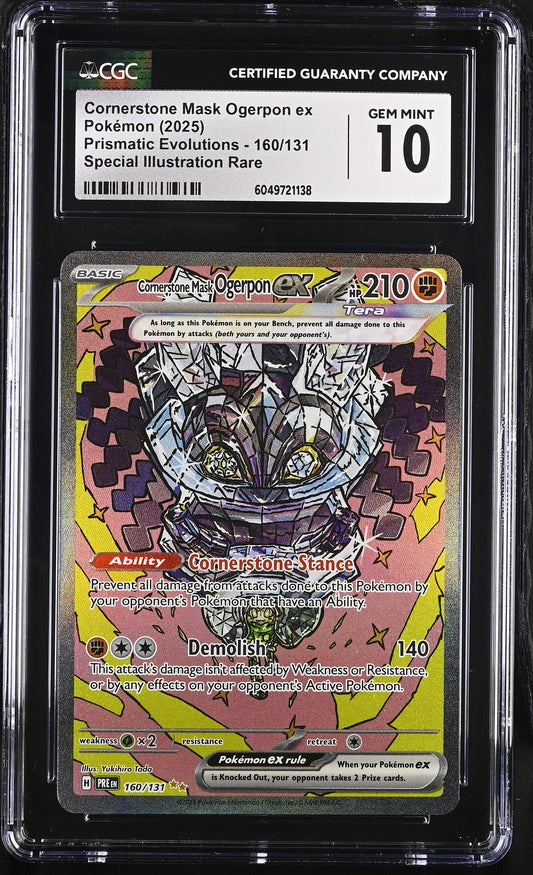 CGC 10 Cornerstone Mask Ogerpon ex 2025 Prismatic 160/131 SIR Pokemon Card