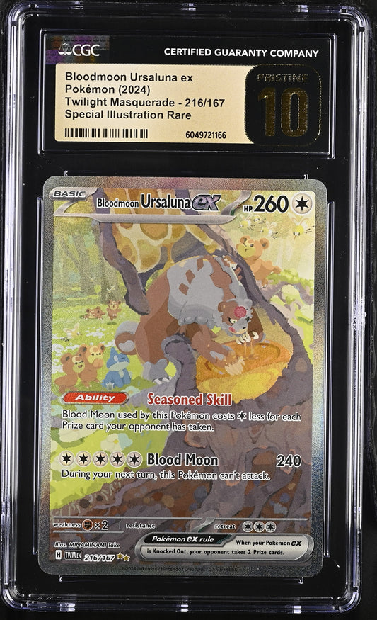 CGC Pristine 10 Bloodmoon Ursaluna ex Twilight 216/167 SIR Pokemon Card