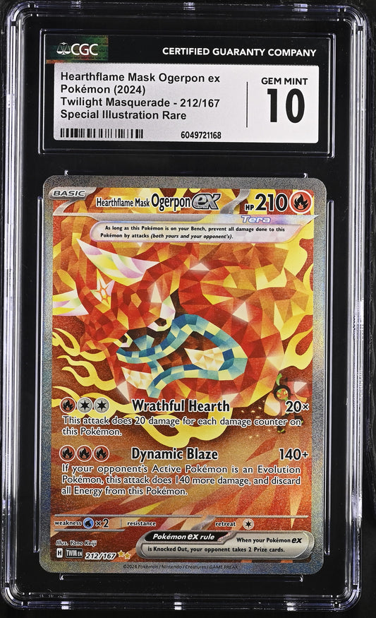 CGC 10 Hearthflame Mask Ogerpon ex Twilight Masquerade 212/167 Pokemon Card