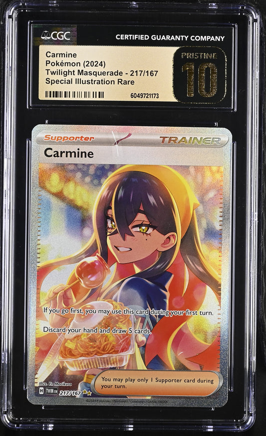 CGC Pristine 10 Carmine 2024 Twilight Masquerade 217/167 SIR Pokemon Card
