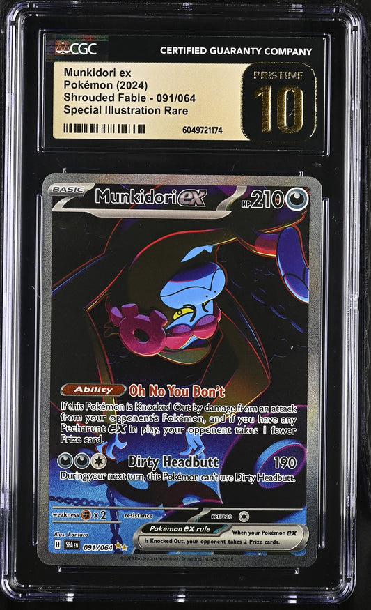 CGC Pristine 10 Munkidori ex 2024 Shrouded Fable 091/064 SIR Pokemon Card