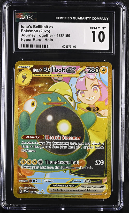 CGC 10 Iono's Bellibolt ex Journey Together 188/159 Secret Rare Pokemon Card