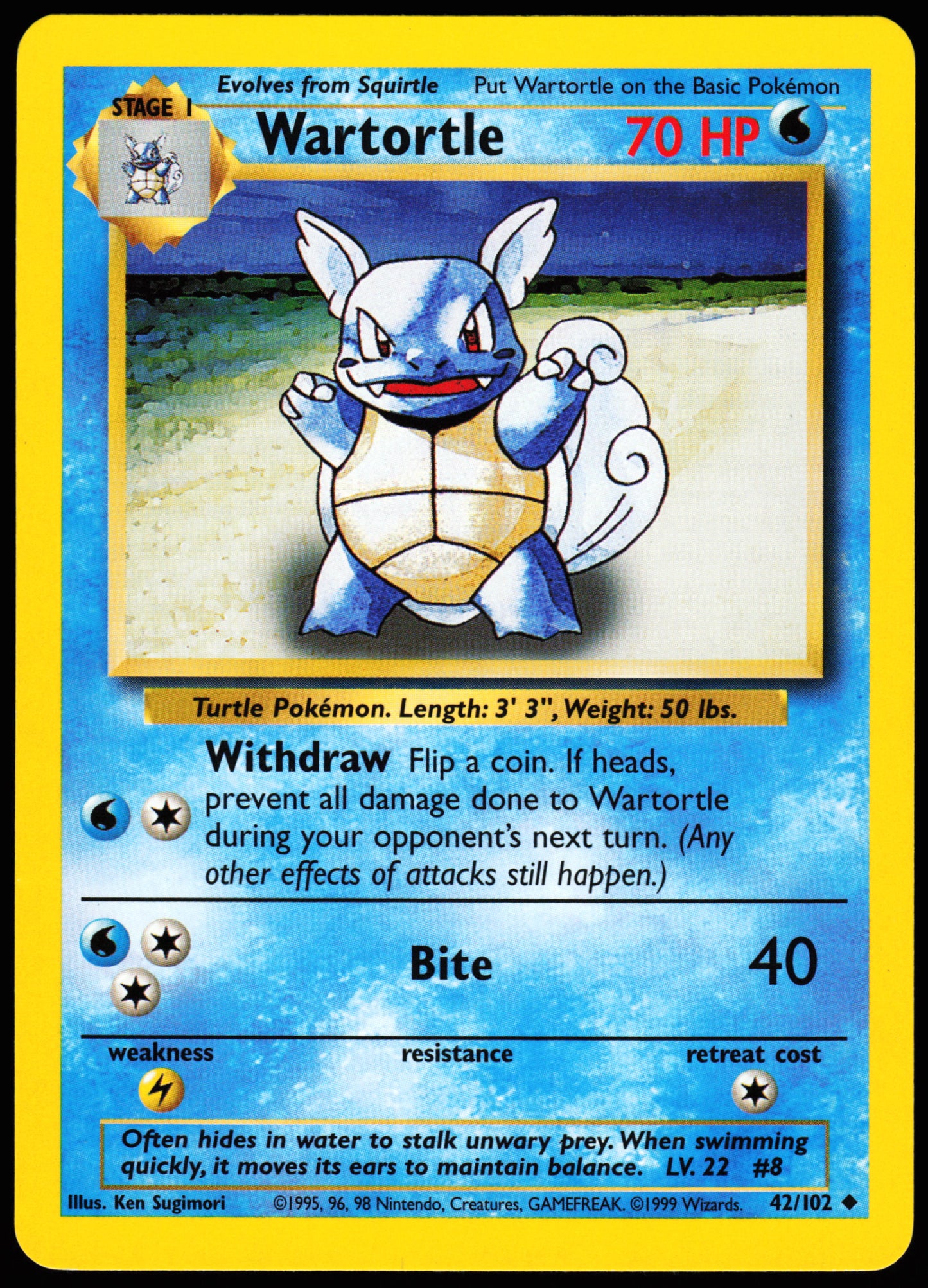 Pokemon Card - Wartortle (Evolution Box ERROR) Base Set 42/102 Uncommon