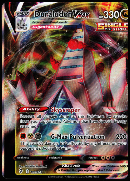 Pokemon Card - Error Major Miscut Duraludon VMAX Evolving Skies 123/203 Ultra Rare