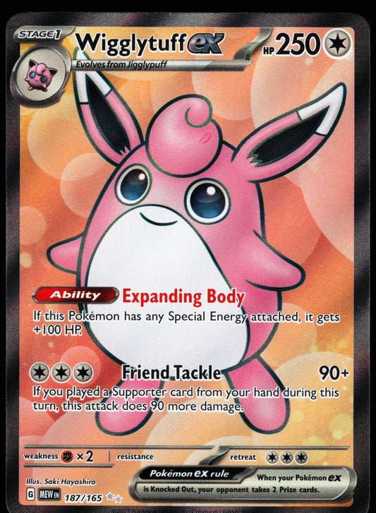 Wigglytuff ex 187/165 Ultra Rare 151 Pokemon Holo Near Mint