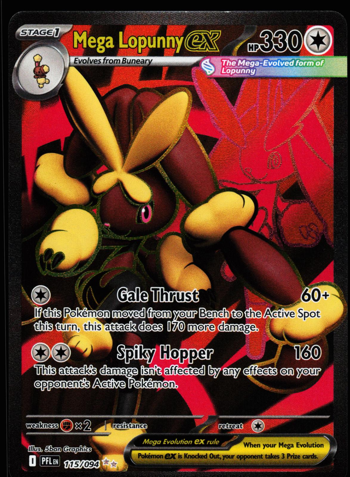 Mega Lopunny ex 115/094 Ultra Rare Phantasmal Flames Pokemon Holo Near Mint