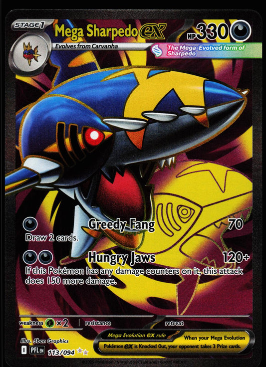 Mega Sharpedo ex 113/094 Ultra Rare Phantasmal Flames Pokemon Holo Near Mint